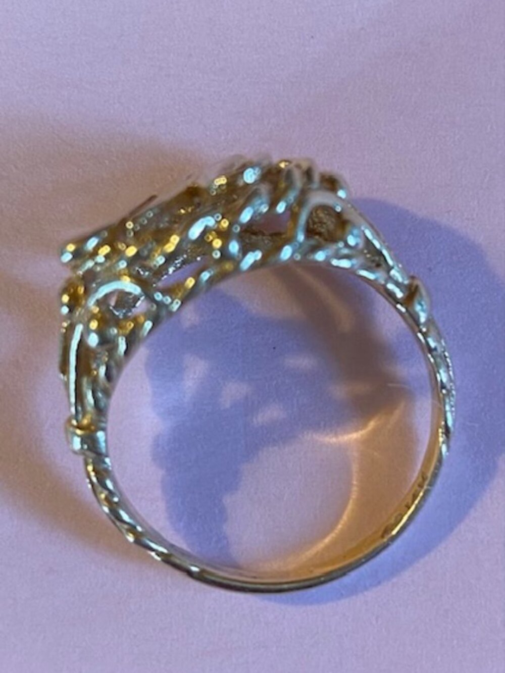 14K Gold Initial ring, W or an M size 5, pinky ring - Picture 3 of 5